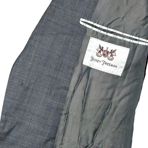 Hickey Freeman Suit Mens 42R 36x31 Gray Worsted Wool Milburn II - Picture 8 of 8